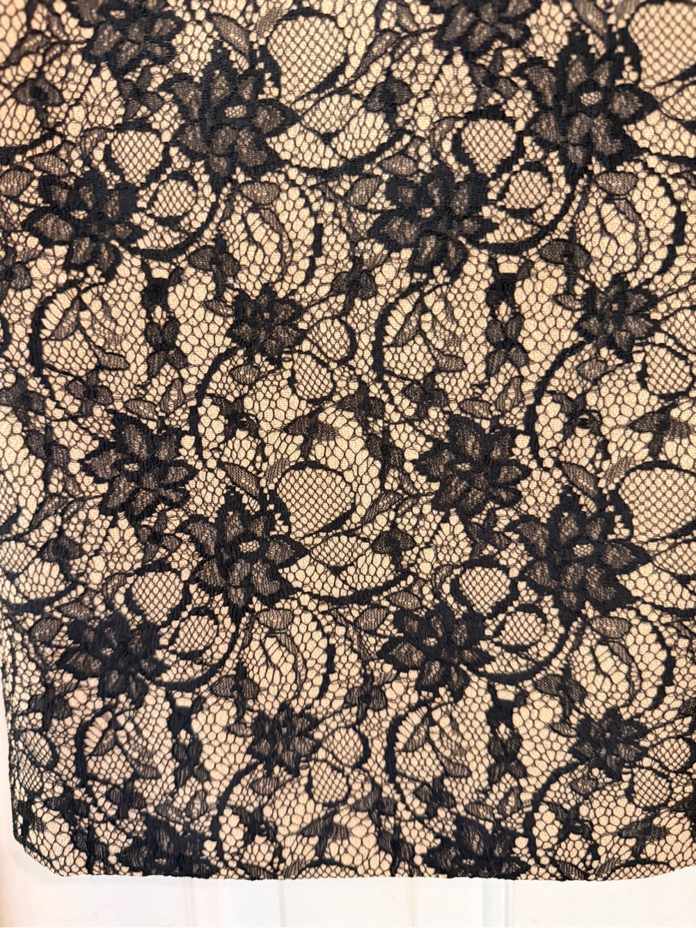Talbots Black Lace Overlay Pencil Skirt - Nude Base, Fully Lined, Back Zip, Sz 4 - Picture 5 of 16